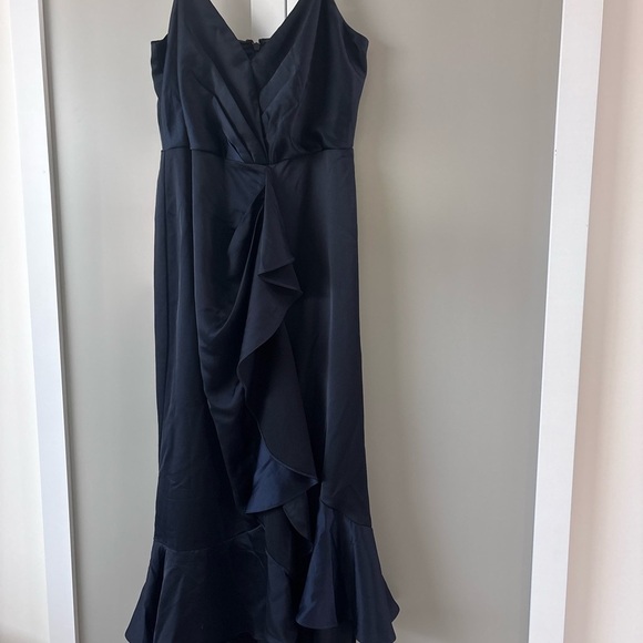 BloomChic Blue Asymmetrical Ruffled Cocktail Gown - Picture 1 of 11